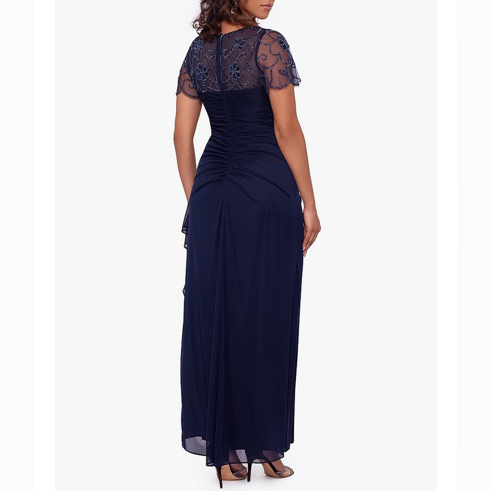 Xscape Navy Blue Lace Wedding Dress